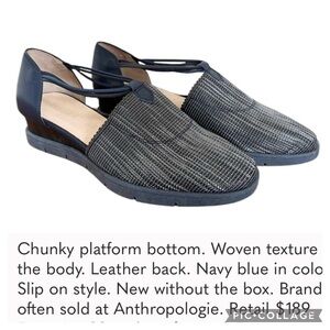 Hispanitas blue sling back wedge shoes 37